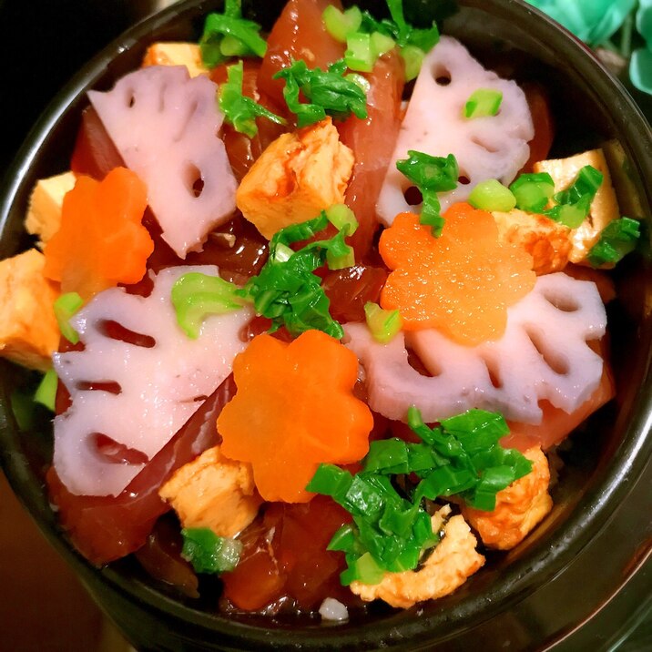 お寿司屋さん風*キハダマグロの漬けちらし